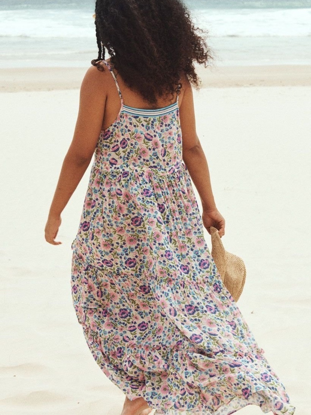 Spell Impala Lily Sundress Blue Pink Floral Tiered Flowy Large Resortwear - Picture 7 of 16